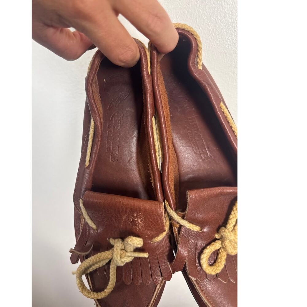 Cherokee Vintage Brown Leather Fringe Tassel Moccasin Wedge Loafers 7.5 - Picture 2 of 7